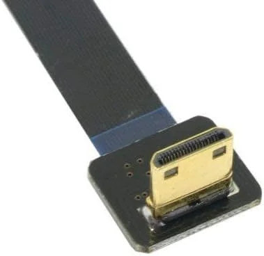 کابل فلت مینی HDMI نر به HDMI نر FPC با زاویه 90 درجه پایین، طول 50 سانتی متر، مناسب برای تصویربرداری هوایی