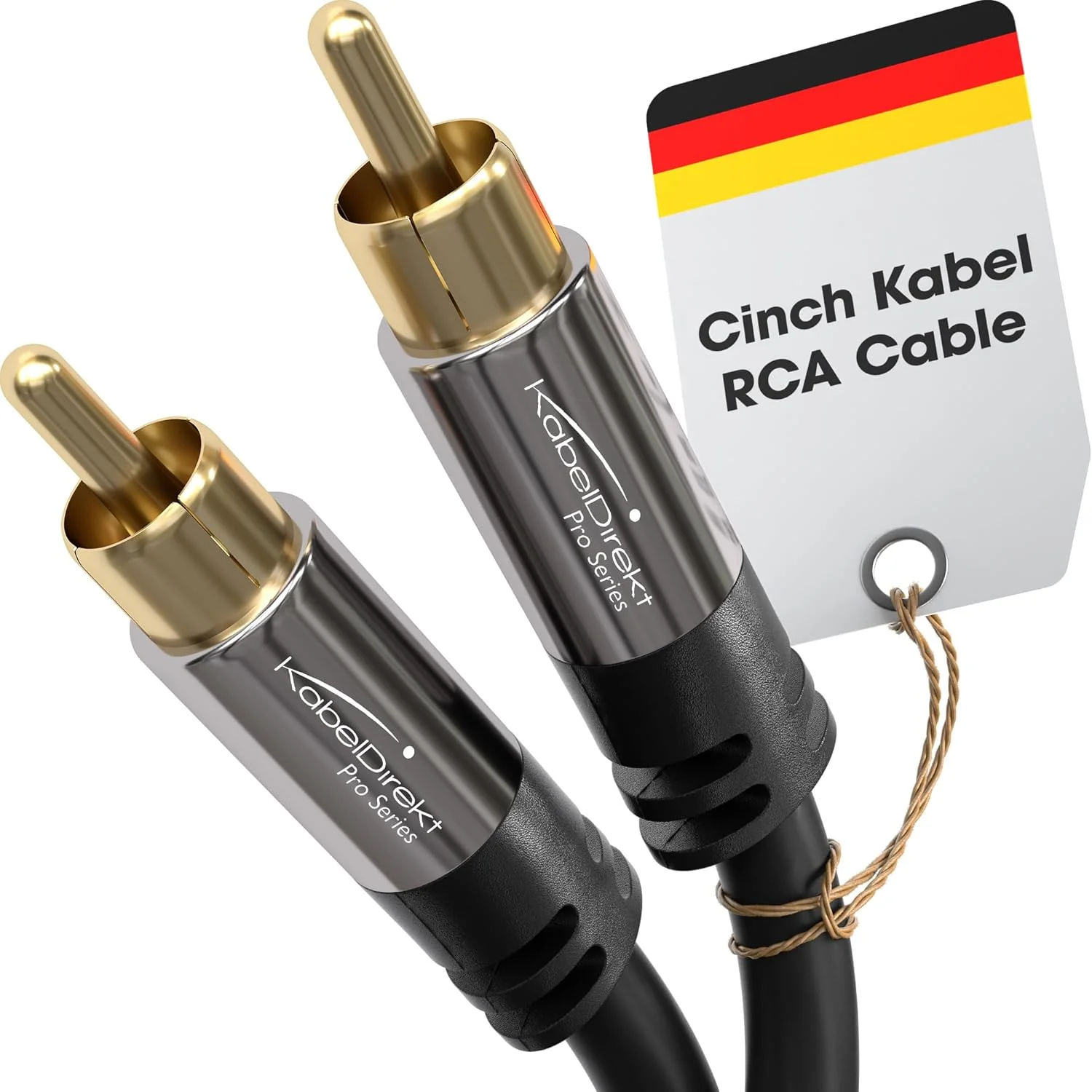 کابل ساب ووفر RCA/فونو KabelDirekt - طول 1 متر، 1 به 1، صوتی/دیجیتال/تصویری (کابل کواکسیال، دوشاخه های نری/نری سینچ، برای آمپلی فایرها/Hi-Fi، سیگنال های صوتی/ویدیوی کامپوزیت، 75 اهم، مشکی)