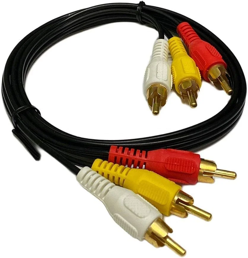 کابل صوتی/تصویری RCA با روکش طلا - کابل استریو صوتی تصویری RCA طول 3 فوت
