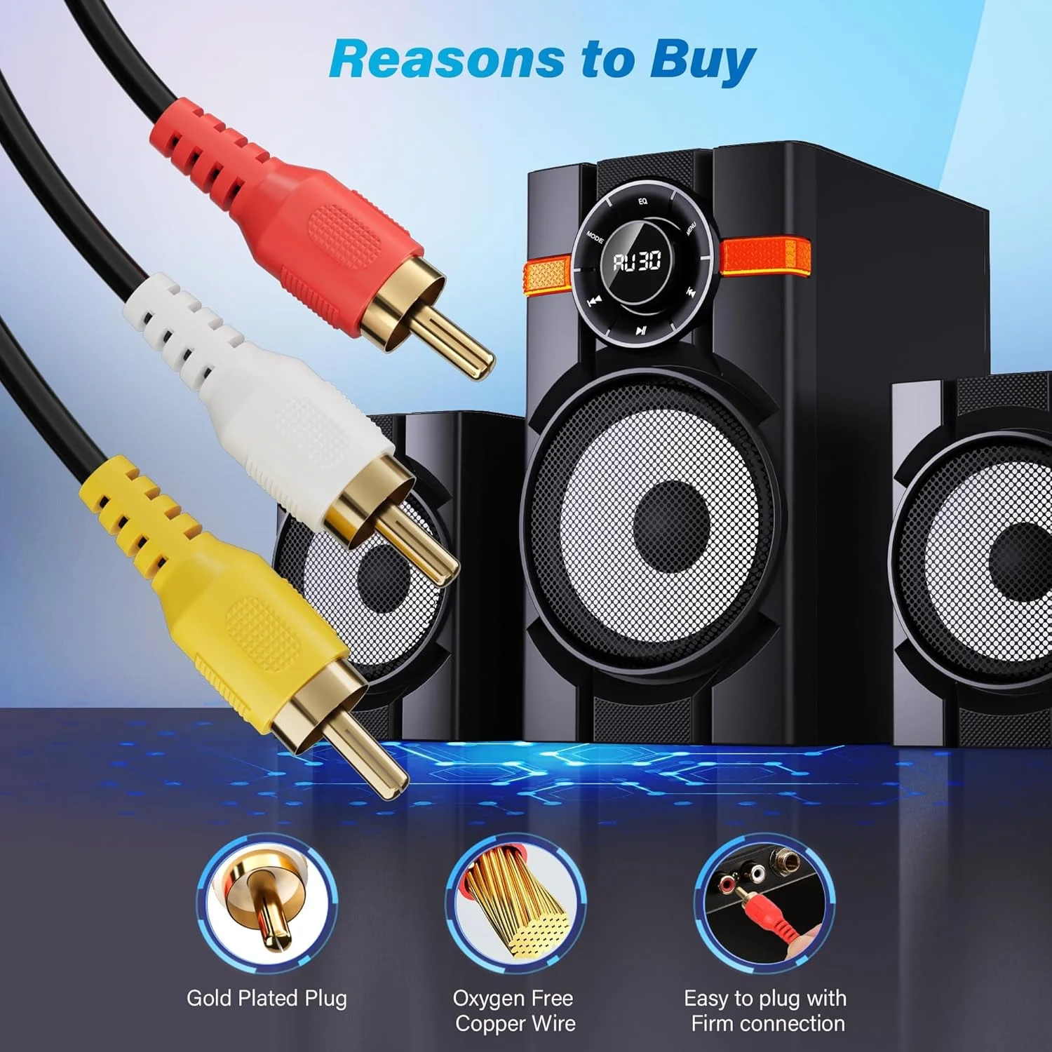 کابل صوتی و تصویری 3 RCA طول 1.8 متر - بسته 2 عددی کابل صوتی و تصویری 3 RCA طول 1.8 متر - بسته 2 عددی