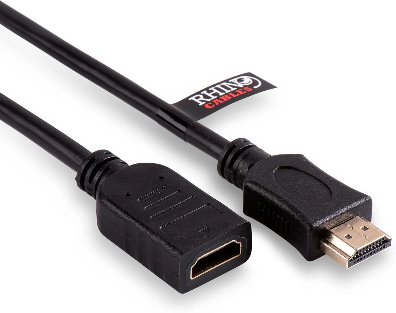 کابل افزایش طول استریو جک 3.5 میلی متری طلایی rhinocables | کابل نر به ماده | سازگار با تبلت ها، تلفن ها و هدفون ها | اتصال صوتی ایمن | 10 متر، مشکی