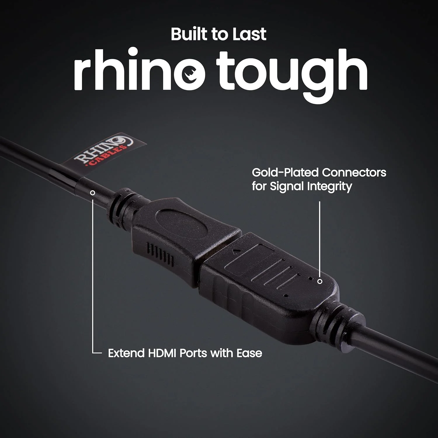 کابل افزایش طول استریو جک 3.5 میلی متری طلایی rhinocables | کابل نر به ماده | سازگار با تبلت ها، تلفن ها و هدفون ها | اتصال صوتی ایمن | 10 متر، مشکی