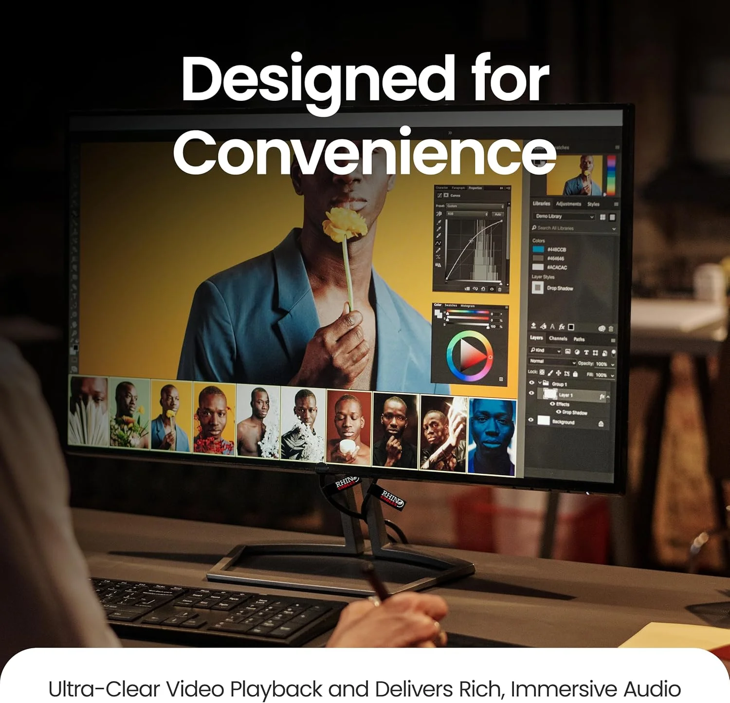 کابل افزایش طول استریو جک 3.5 میلی متری طلایی rhinocables | کابل نر به ماده | سازگار با تبلت ها، تلفن ها و هدفون ها | اتصال صوتی ایمن | 10 متر، مشکی