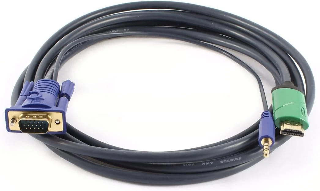 کابل تبدیل HDMI به VGA و صدا 3.5 میلی‌متری با کیفیت 1080P، طول 3 متر