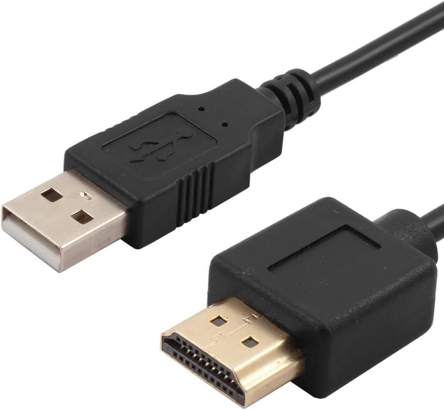 کابل افزایش طول صدا و تصویر مشکی رنگ USB 2.0 نر به HDMI 19 پین نر برای تلویزیون های LCD و HDTV