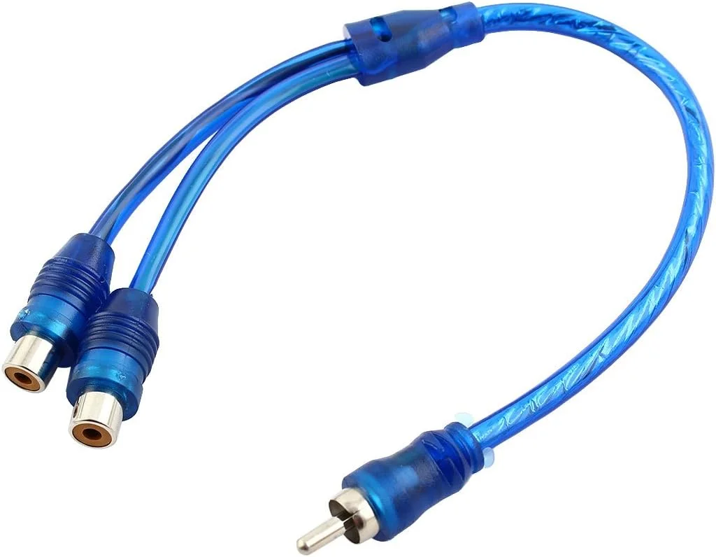 آداپتور صوتی و تصویری کابل Y دو فیش مادگی RCA به یک فیش نری RCA، طول 25 سانتی متر (2 عدد)