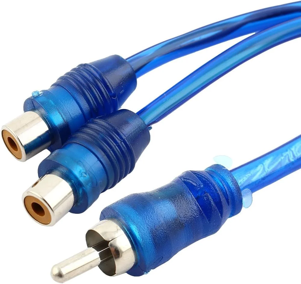 آداپتور صوتی و تصویری کابل Y دو فیش مادگی RCA به یک فیش نری RCA، طول 25 سانتی متر (2 عدد)