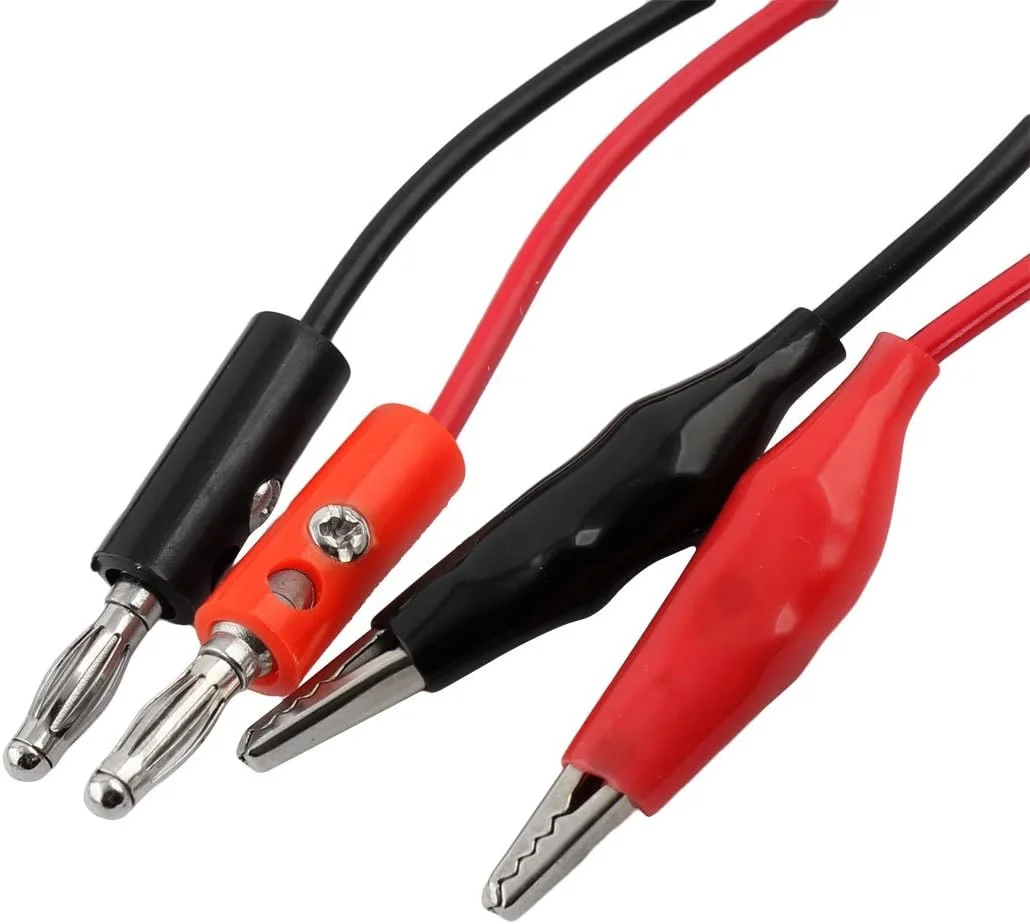 سیم تست دو سر گیره سوسماری به کانکتور موزی مناسب مصارف خانگی، طول 1 متر، 3 عدد سیم تست دو سر گیره سوسماری به کانکتور موزی مناسب مصارف خانگی، طول 1 متر، 3 عدد