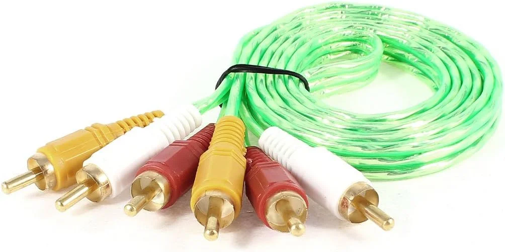 کابل صوتی و تصویری 3 RCA به 3 نری 1.4 متری با روکش طلا، سبز کابل صوتی و تصویری 3 RCA به 3 نری 1.4 متری با روکش طلا، سبز