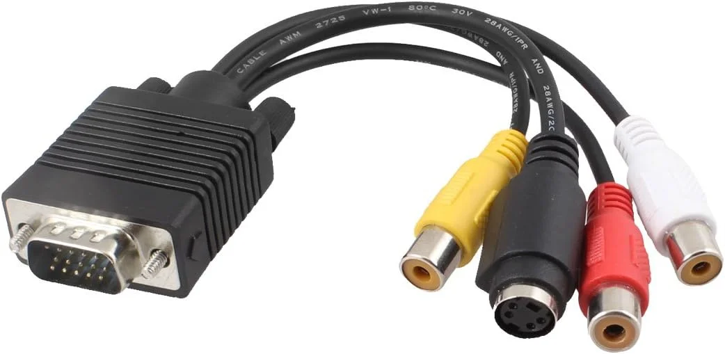 آداپتور کابل 7.9 اینچی VGA نر به 3 RCA S-Video مادگی AV صوتی تصویری KVM آداپتور کابل 7.9 اینچی VGA نر به 3 RCA S-Video مادگی AV صوتی تصویری KVM