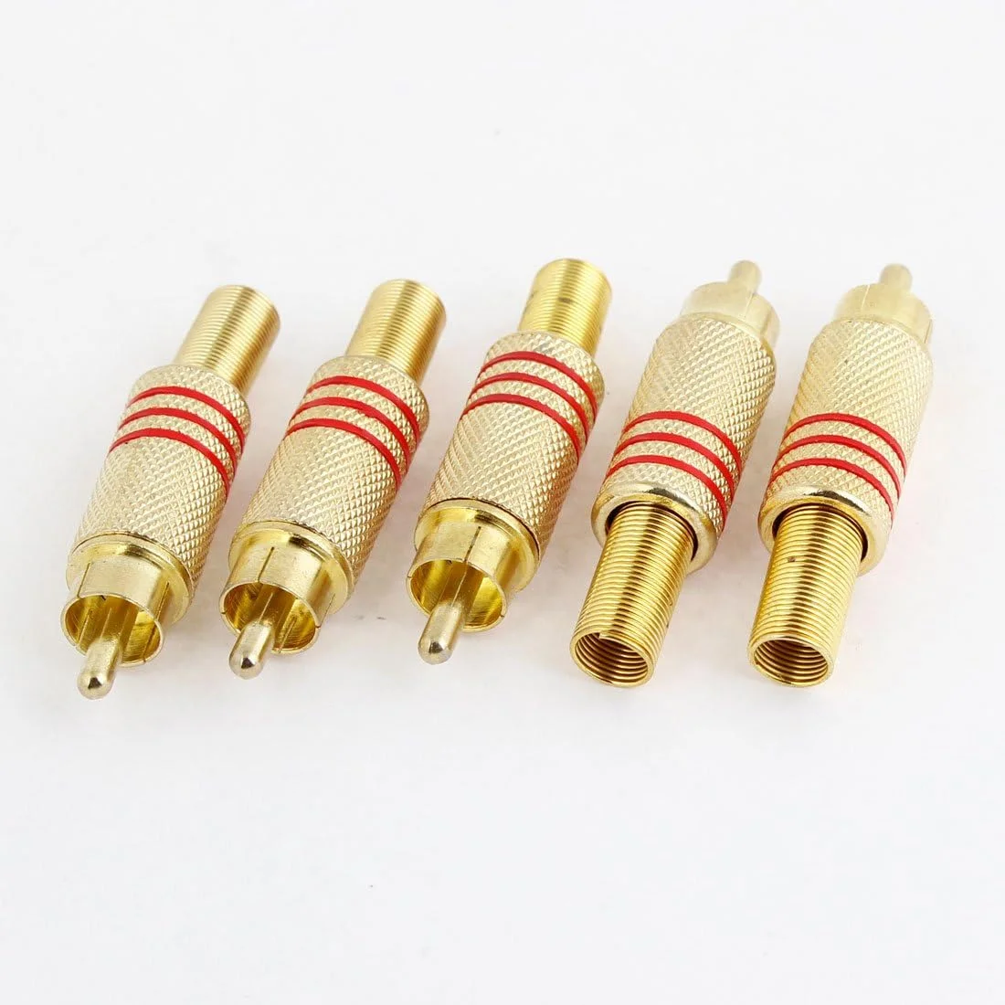 5 عدد کانکتور RCA نری با فنر فلزی برای کابل 7 میلی متری 5 عدد کانکتور RCA نری با فنر فلزی برای کابل 7 میلی متری