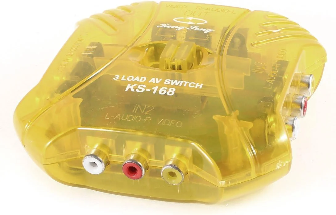 جعبه تقسیم کننده سوئیچ RCA صوتی تصویری AV زرد رنگ 3 پورت + کابل مشکی جعبه تقسیم کننده سوئیچ RCA صوتی تصویری AV زرد رنگ 3 پورت + کابل مشکی