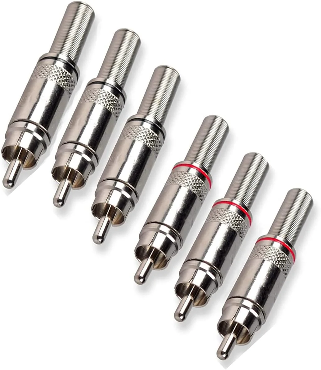 پیچ های نر RCA jing، آداپتور جک صوتی و تصویری لحیم کاری اتصال RCA با فنر محافظ - (6 عدد) پیچ های نر RCA jing، آداپتور جک صوتی و تصویری لحیم کاری اتصال RCA با فنر محافظ - (6 عدد)