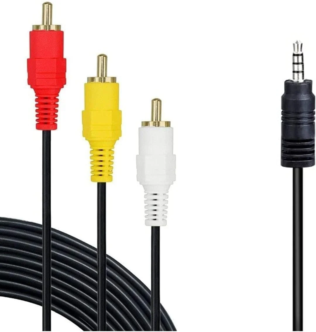 کابل صوتی و تصویری شیواکس 1.5 متری RCA - AUX 3.5 میلی متری به 3RCA AV با سر بزرگ و روکش طلا برای سینمای خانگی، تلویزیون های HD، کنسول های بازی و سیستم های Hi-Fi