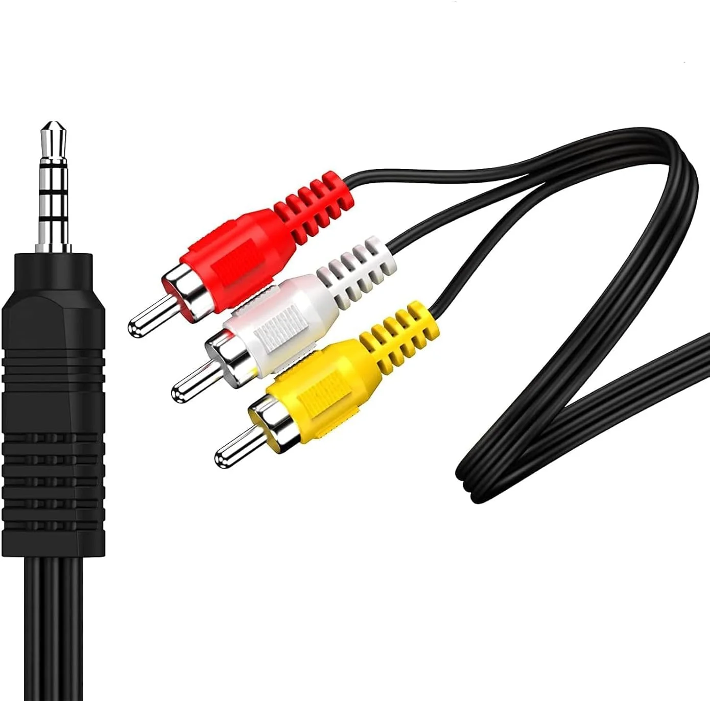 کابل صوتی و تصویری شیواکس 1.5 متری RCA - AUX 3.5 میلی متری به 3RCA AV با سر بزرگ و روکش طلا برای سینمای خانگی، تلویزیون های HD، کنسول های بازی و سیستم های Hi-Fi