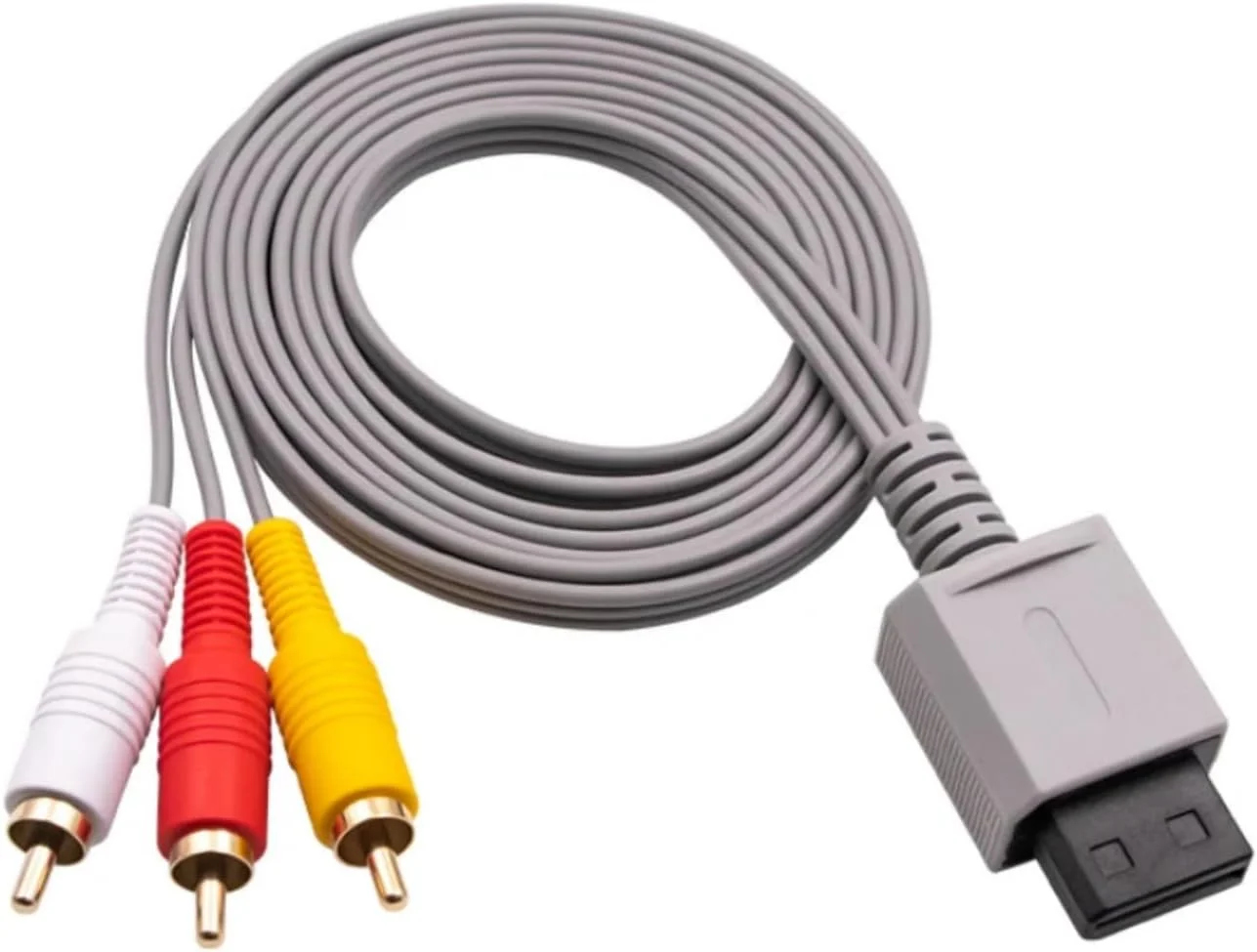 کابل 1.8 متری 3 RCA برای کنسول نینتندو Wii، کابل صوتی و تصویری AV کامپوزیت 480p با روکش طلایی 3RCA