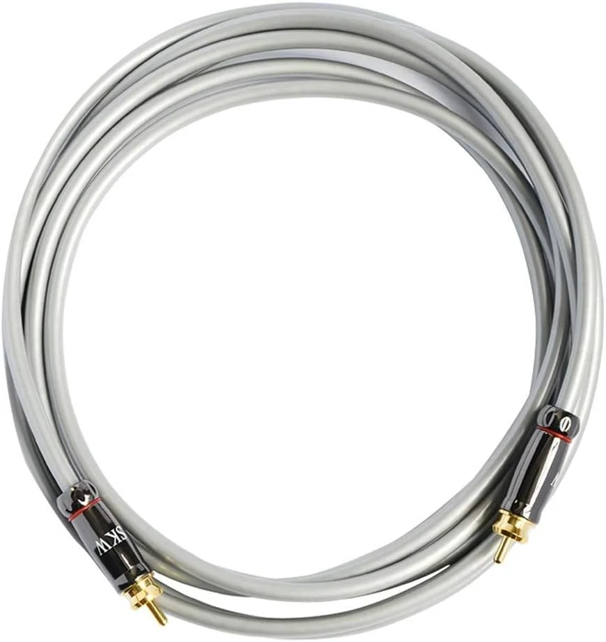 کابل ساب ووفر SKW RAC به RCA OFC، محافظ چندگانه با مس بدون اکسیژن برای سیستم های HiFi (1 متر، خاکستری)