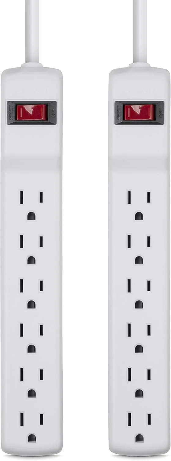 محافظ برق 6 پریز بلکین با سیم برق 2 فوتی، 200 ژول (بسته 2 عددی)