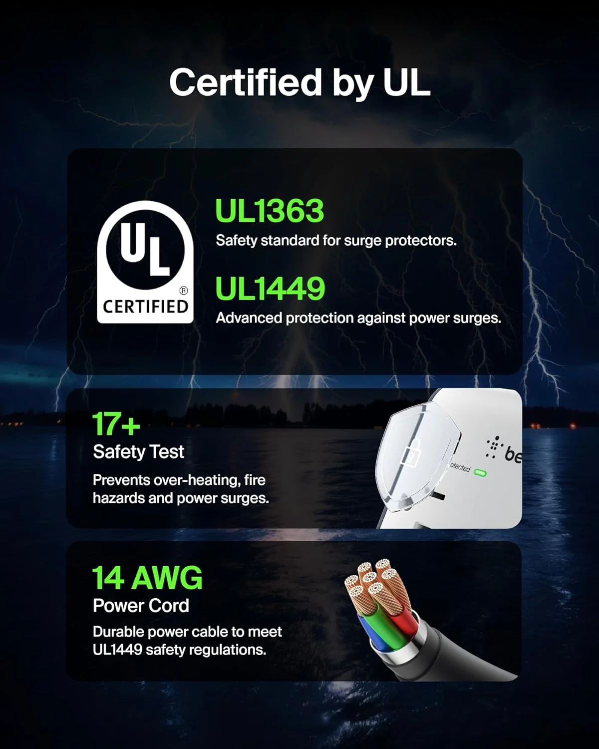 محافظ برق دیواری بلکین با 6 پریز و 2 پورت USB-A برای خانه، دفتر، مسافرت، کامپیوتر رومیزی، لپ تاپ، شارژر تلفن و غیره - 900 ژول محافظت محافظ برق دیواری بلکین با 6 پریز و 2 پورت USB-A برای خانه، دفتر، مسافرت، کامپیوتر رومیزی، لپ تاپ، شارژر تلفن و غیره - 900 ژول محافظت