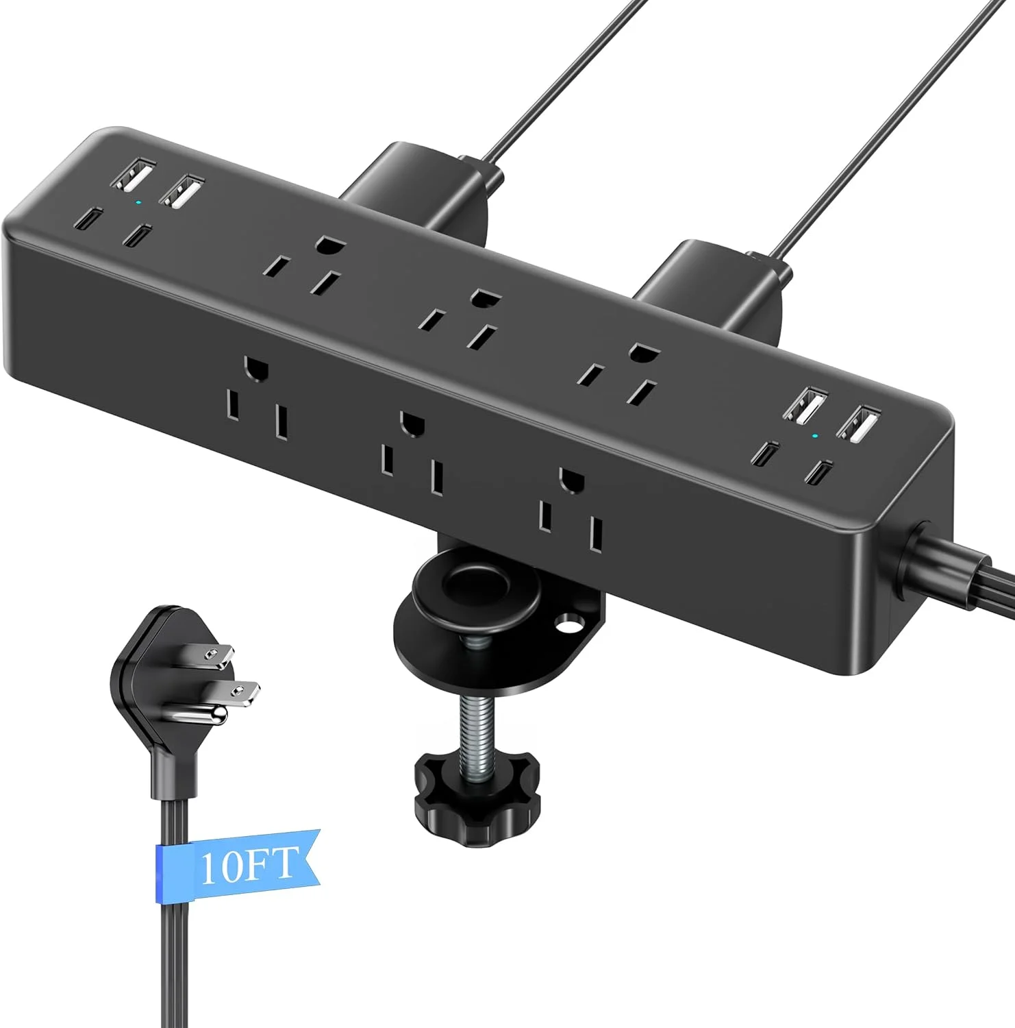 گیره کامپیوتر 17 در 1، محافظ برق 1200 ژول با دوشاخه تخت، 9 پریز AC، 8 پورت USB (4 پورت USB C)، ایستگاه شارژ خروجی کامپیوتر برای دفتر کار خانگی