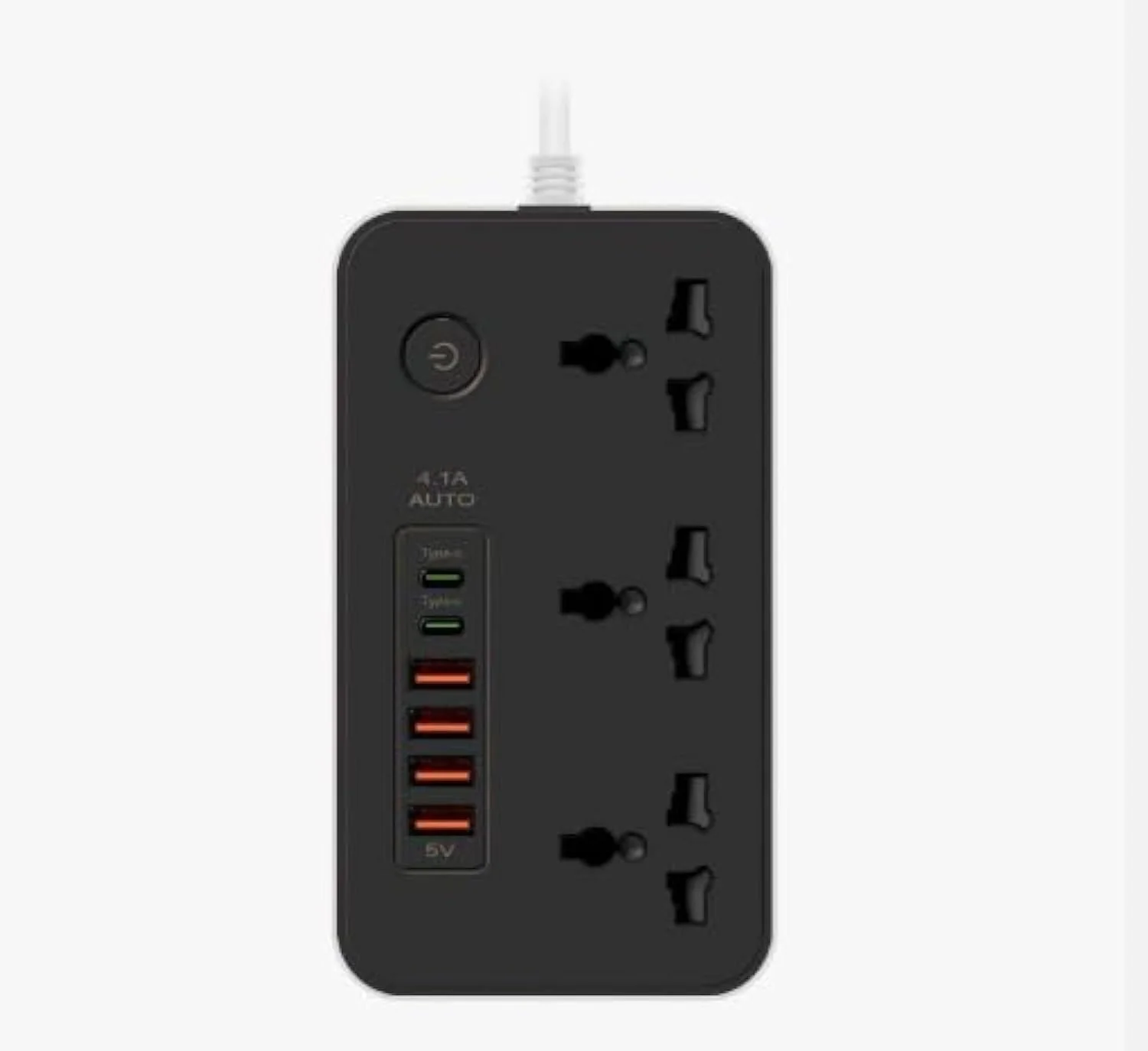 تبدیل برق 9 در 1 با درگاه USB C، 3 پریز جهانی و 4 درگاه USB، 110-240 ولت، دوشاخه سه پین بریتانیایی 2500 وات، کابل 3 متری، دوشاخه بین المللی. (مشکی)