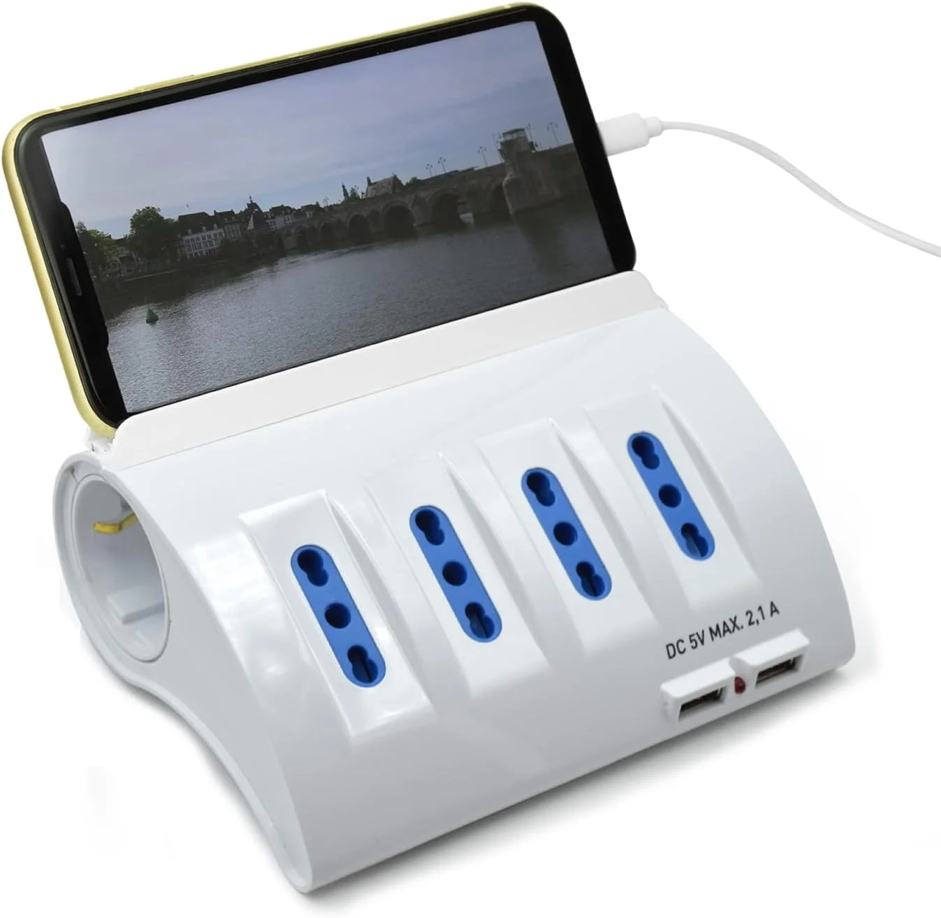 محافظ برق رومیزی 6 خانه + 2 پورت USB - محافظ برق رومیزی با 4 پریز ایتالیایی 10A/16A + 2 پریز یونیورسال ایتالیایی/Schuko (آلمانی)