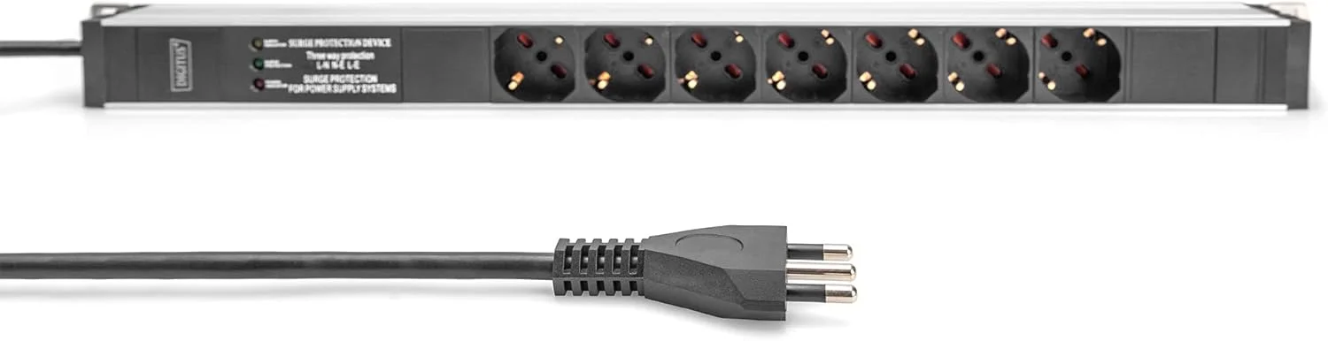DIGITUS DN-95412-IT - نوار برق - 7 شاخه - با محافظت در برابر نوسانات و فیلتر برق - نسخه ایتالیایی - نصب عمودی در رک شبکه یا سرور DIGITUS DN-95412-IT - نوار برق - 7 شاخه - با محافظت در برابر نوسانات و فیلتر برق - نسخه ایتالیایی - نصب عمودی در رک شبکه یا سرور