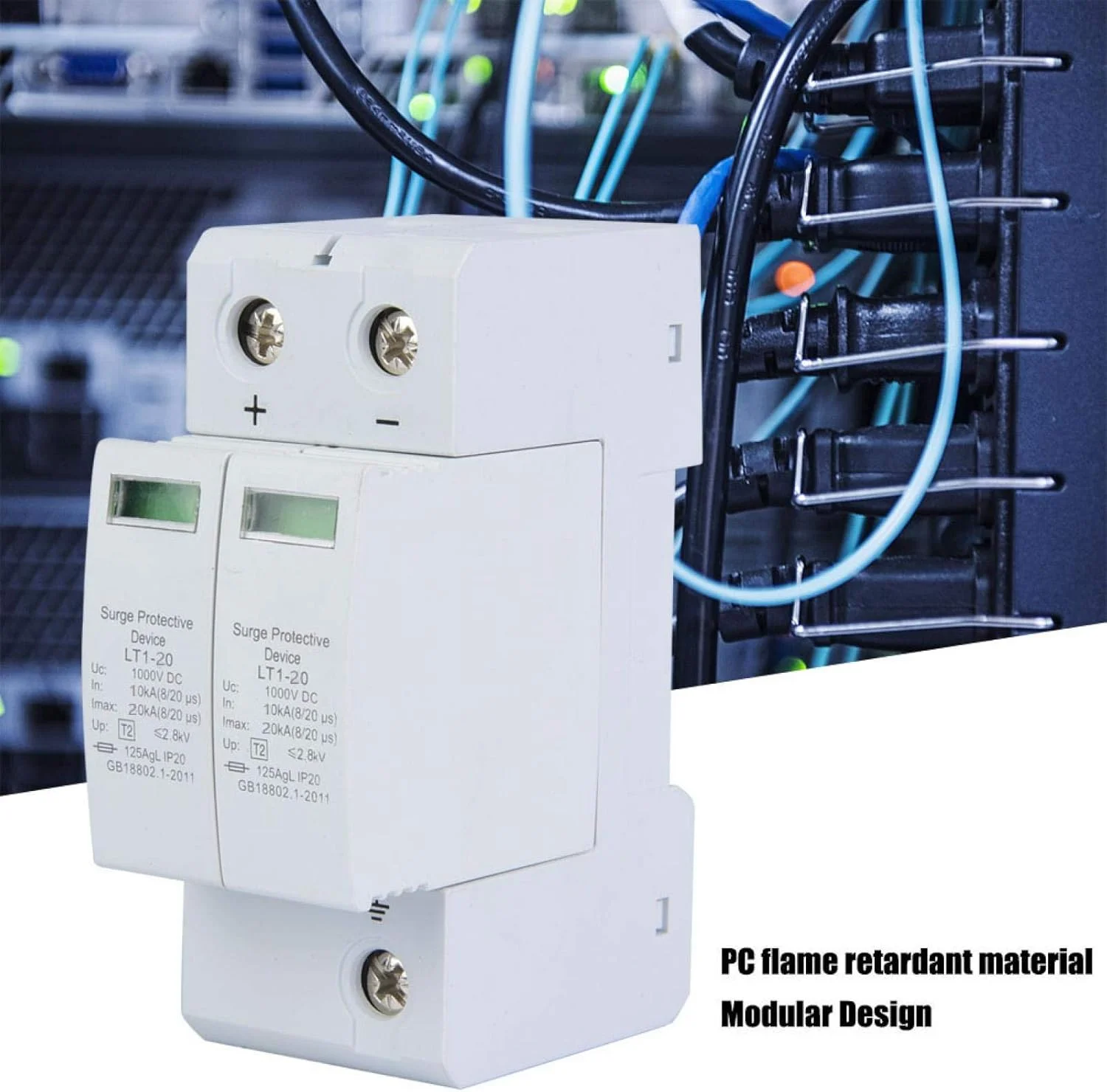 دستگاه محافظت از ولتاژ 2 پل 2P20KA و 2P40KA DC فتوولتائیک محافظ ولتاژ پایین (2P20KA)