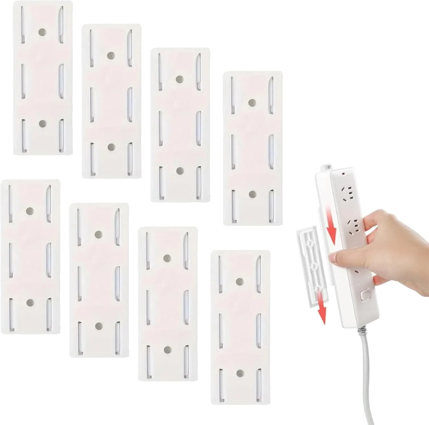 نگهدارنده پریز رومیزی و محافظ برق - مناسب برای آشپزخانه، دفتر کار خانگی، مدیریت کابل. طراحی خود چسب و بدون نیاز به سوراخکاری (سفید - 8 عدد)