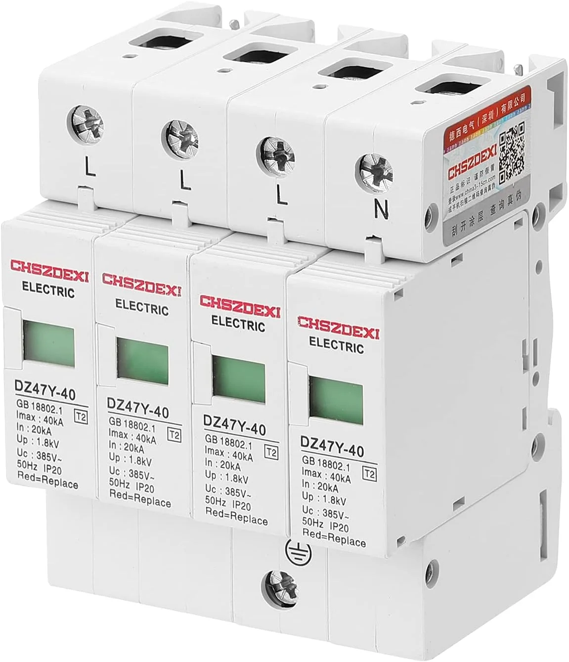 دستگاه محافظ ولتاژ پایین DZ47Y-40KA 385V SPD، محافظ خانه، دستگاه برقگیر 4 پل