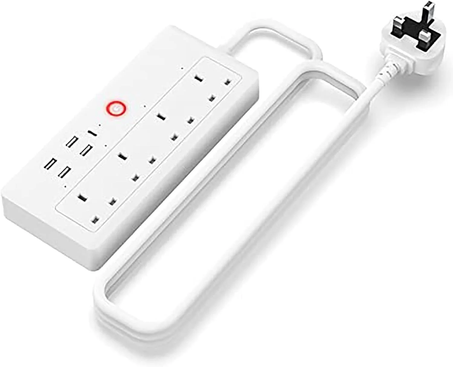 محافظ برق هوشمند وای فای Tuya مدل Eazyliv با 4 پورت شارژ USB و یک پورت شارژ Type-C، کنترل صوتی از طریق اپلیکیشن، سازگار با الکسا و گوگل هوم (نوع وای فای)