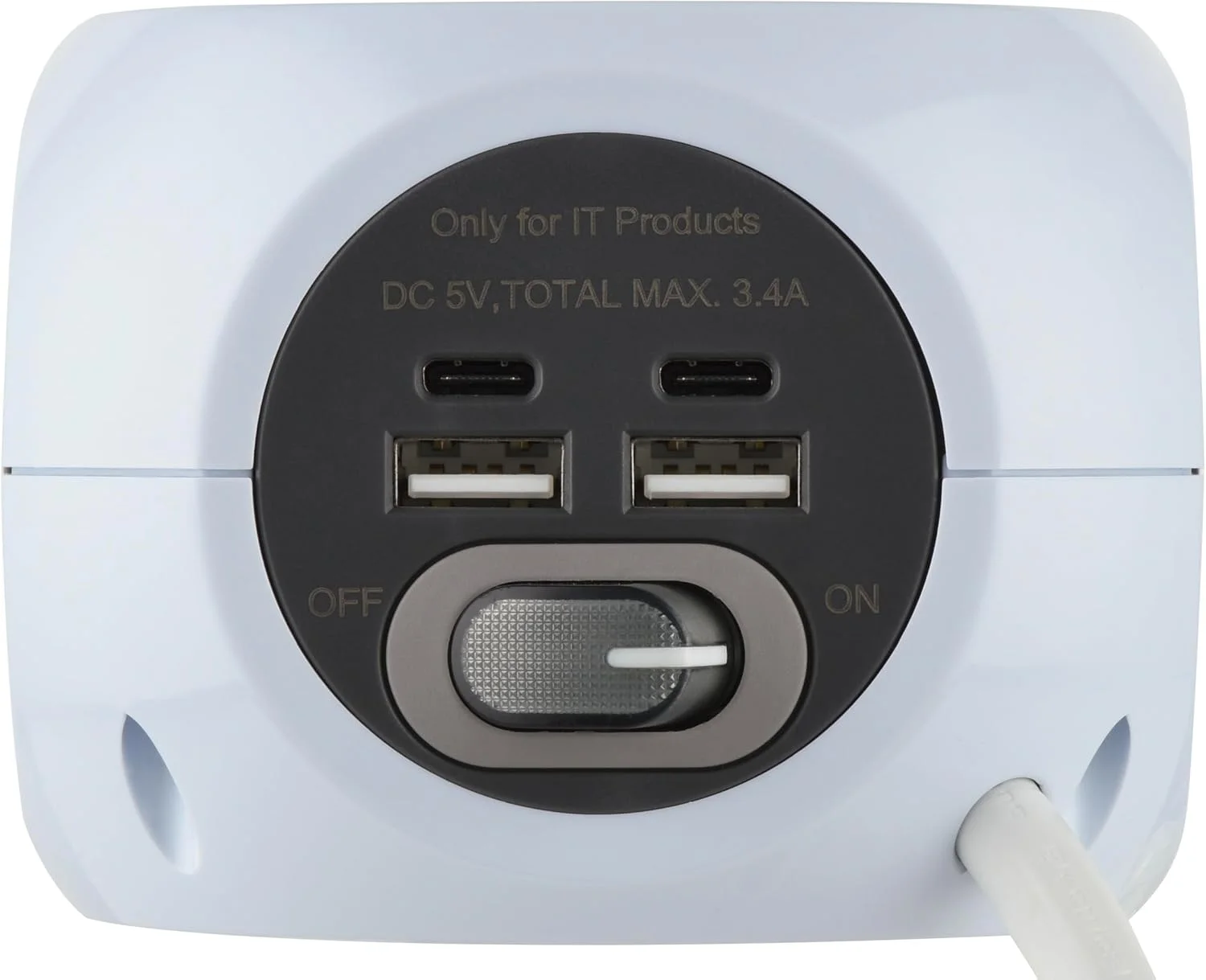 چندراهی برق مکعبی کوچک Electraline 62079 با شارژر وایرلس سریع، دارای 3 پورت USB 2.4 آمپر، دارای 3 پریز با کلید، کابل 1.5 متری، سفید، مادگی