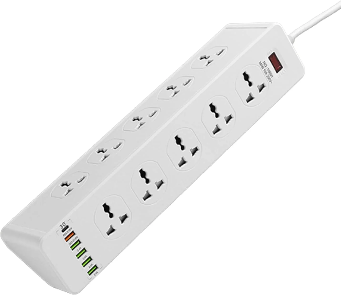 محافظ برق التر آزون با پورت USB و Type C، سیم رابط با دوشاخه تخت، دارای 10 پریز AC و 5 پورت USB و 1 پورت Type C، ایستگاه رومیزی کوچک، سوکت جمع و جور برای مسافرت، خانه و دفتر