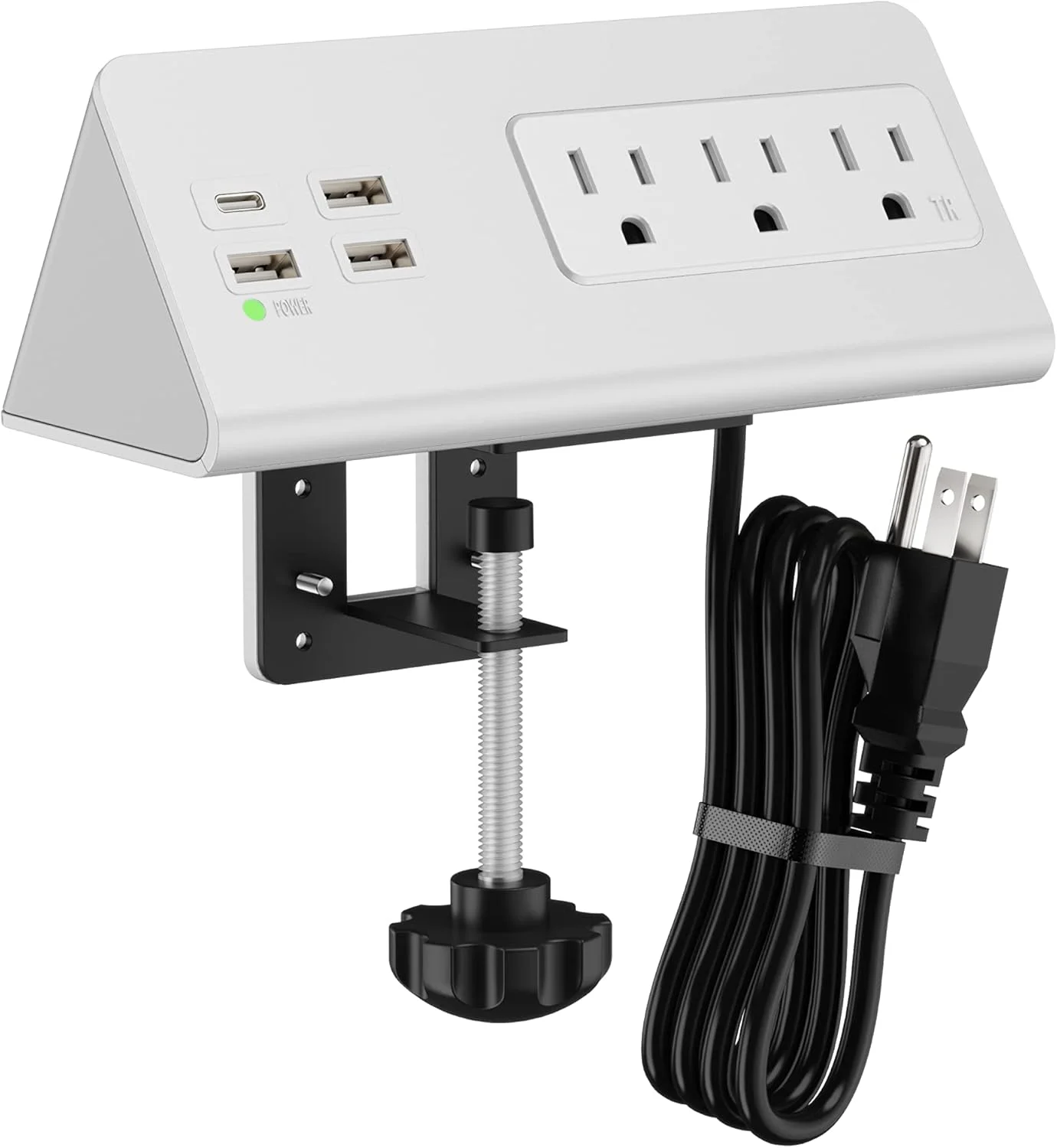 محافظ برق لبه تخت Emerising با پورت‌های USB-C، محافظ برق رومیزی، گیره رومیزی، پریزهای برق با 3 خروجی AC و پورت USB