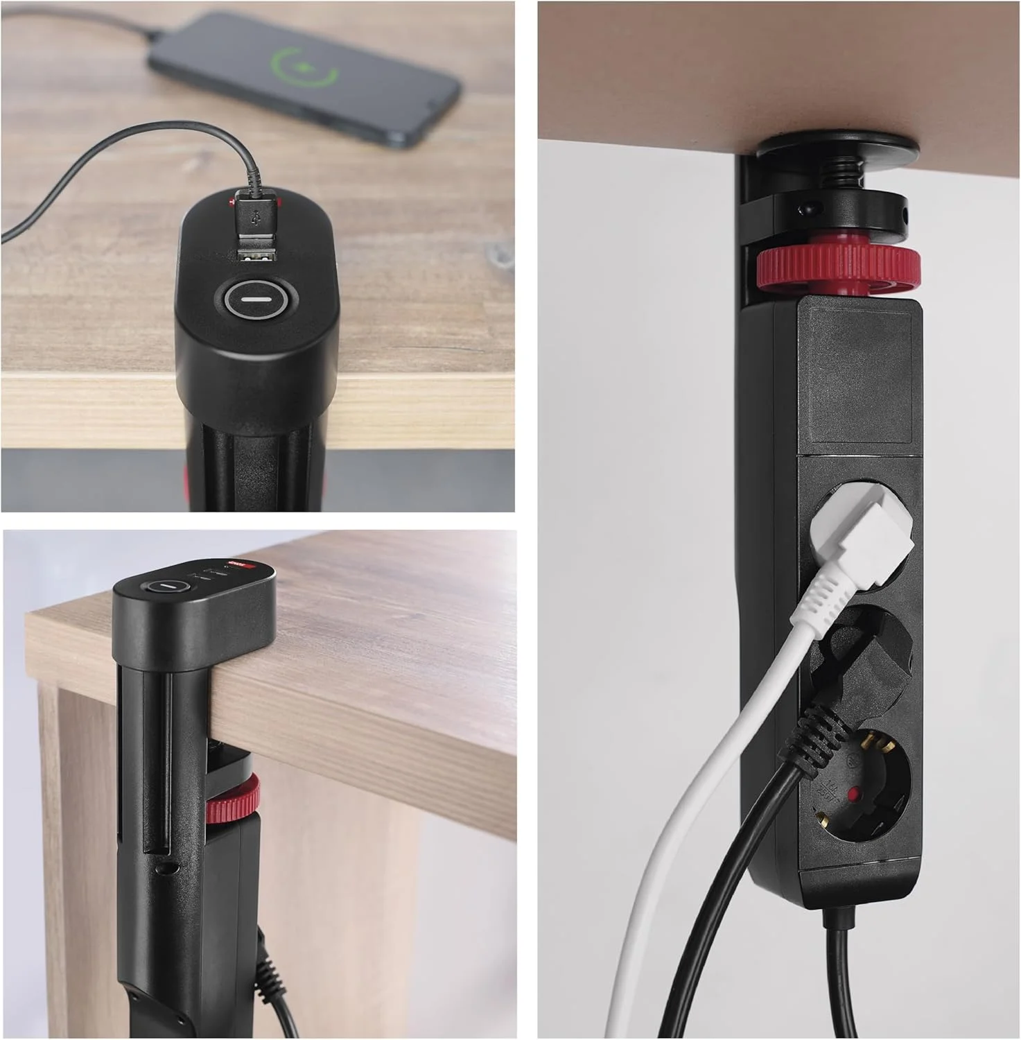 چندراهی برق عمودی EMOS با 3 خروجی، 2 پورت USB-A و 1 پورت USB-C، شارژ سریع USB، چندراهی با گیره رومیزی و کلید، کابل 1.5 متری 1.5 میلی متر مربع، محافظت لمسی افزایش یافته، برای استفاده در محیط داخلی