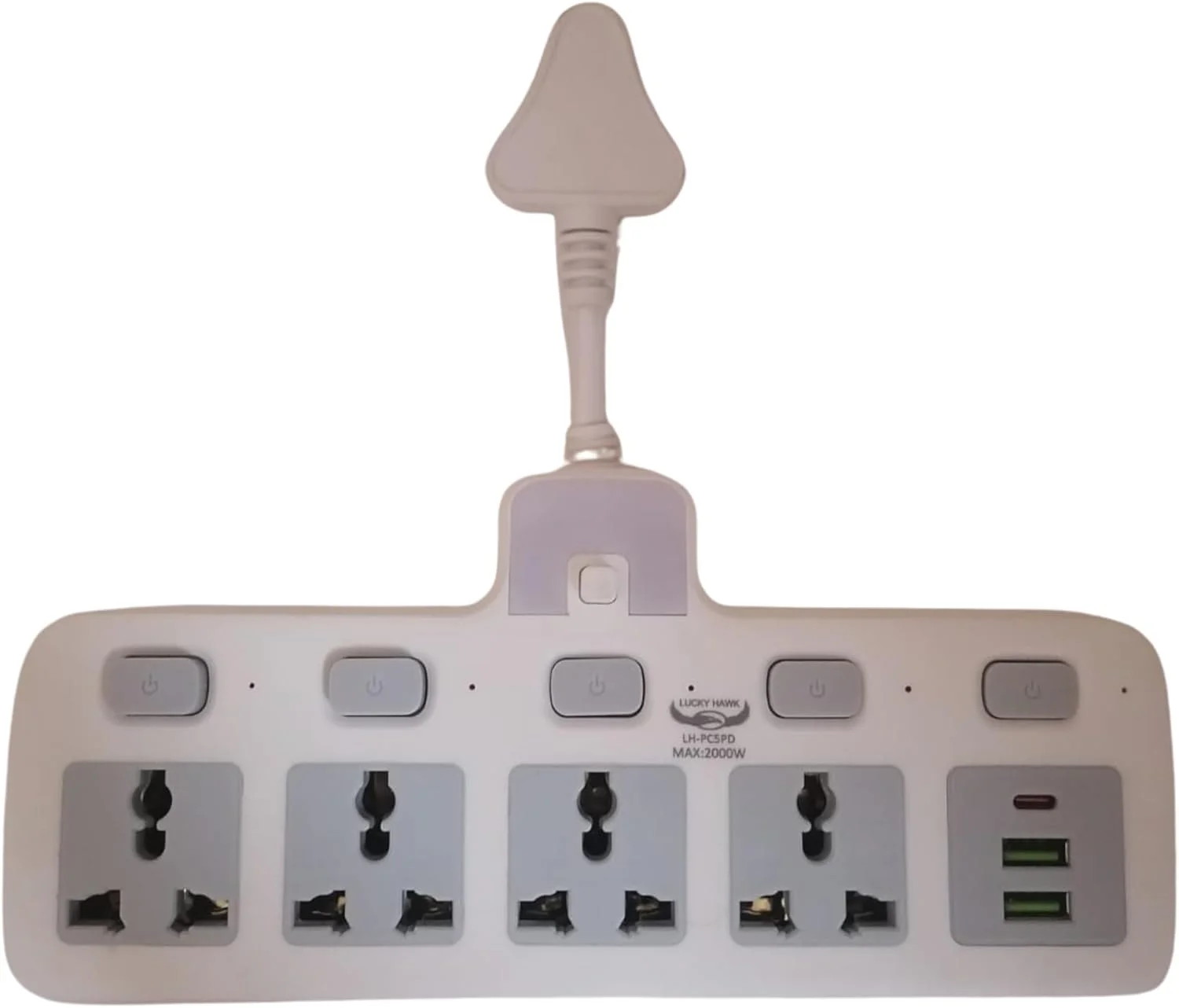 تبدیل چند شاخه برق 4 راهی با 2 پورت USB و 1 پورت Type-C، محافظ برق، آداپتور جهانی، صفحه توسعه سوئیچ دار جداگانه برای خانه، دفتر و آشپزخانه