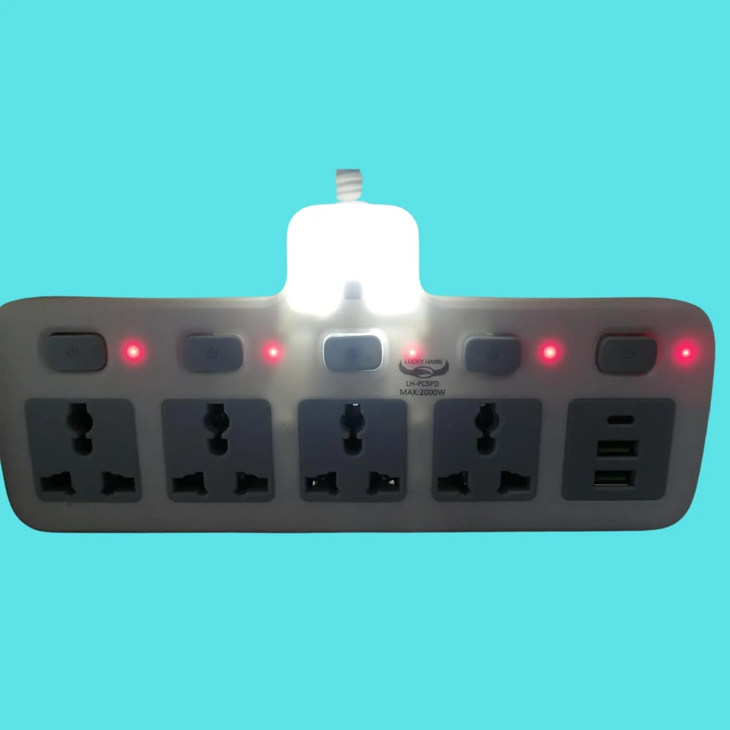 تبدیل چند شاخه برق 4 راهی با 2 پورت USB و 1 پورت Type-C، محافظ برق، آداپتور جهانی، صفحه توسعه سوئیچ دار جداگانه برای خانه، دفتر و آشپزخانه