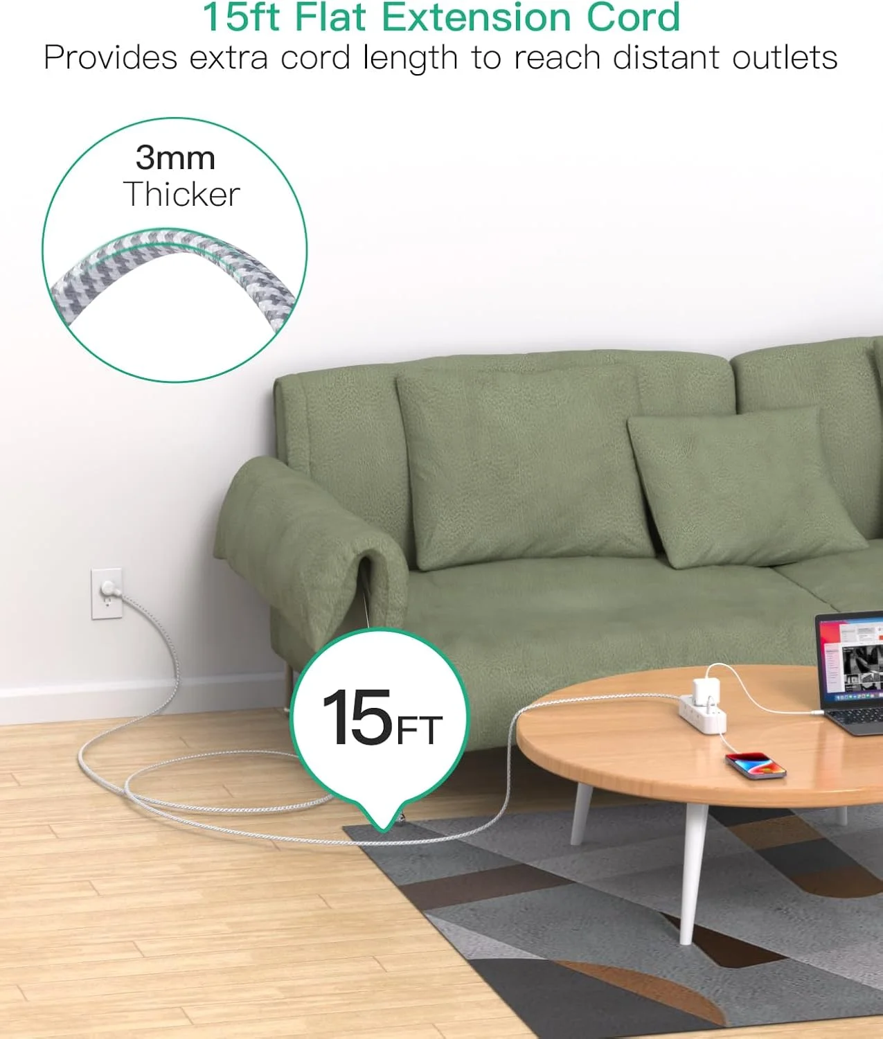 محافظ برق سیم سیار 4.5 متری با 9 پریز و 3 پورت USB