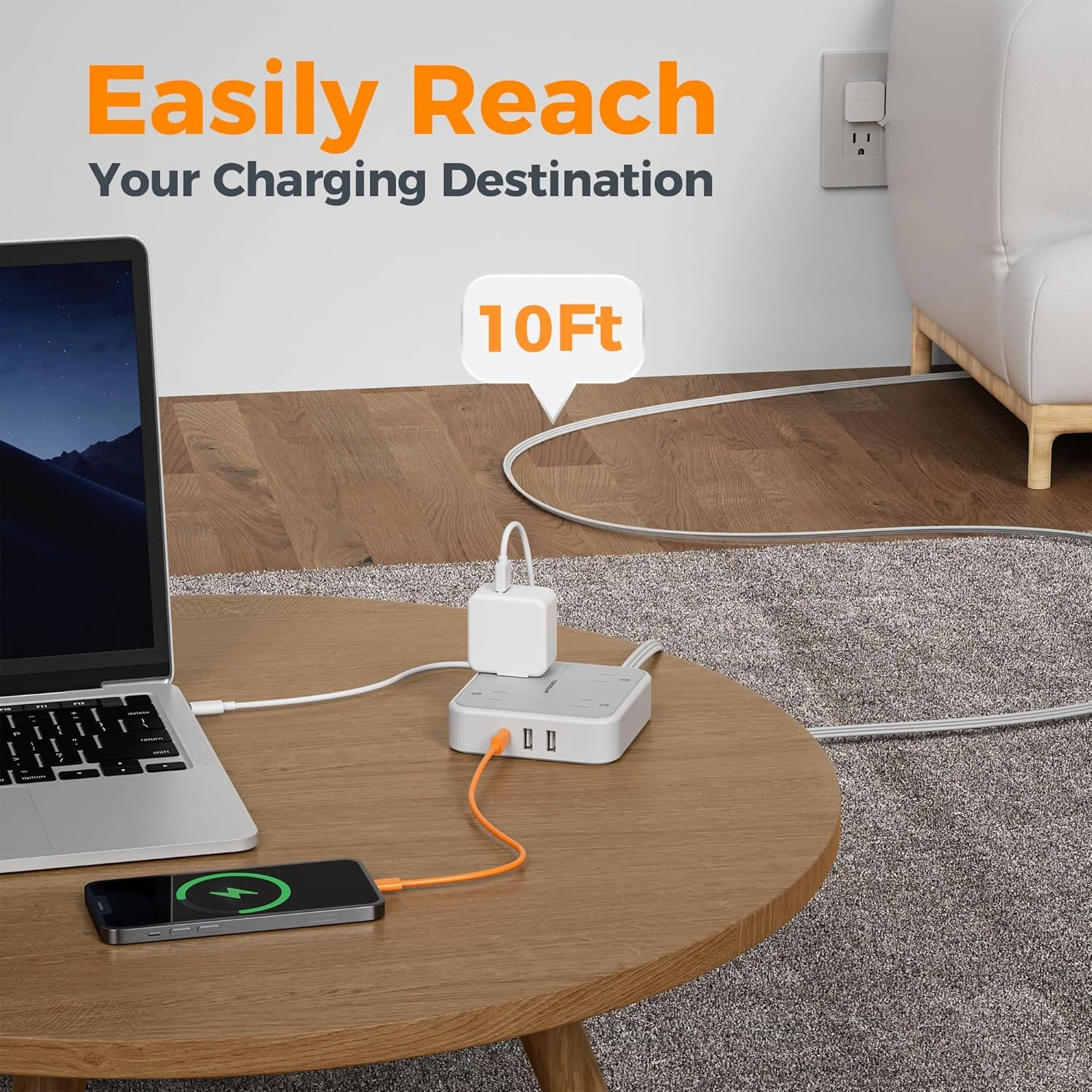 سیم رابط 3 متری تسآن با محافظ برق، دارای 3 پورت USB (شامل 1 پورت USB C) و 4 پریز، 900 ژول، ایستگاه شارژ چندگانه رومیزی کوچک برای خانه، مدرسه، خوابگاه و اداره، خاکستری