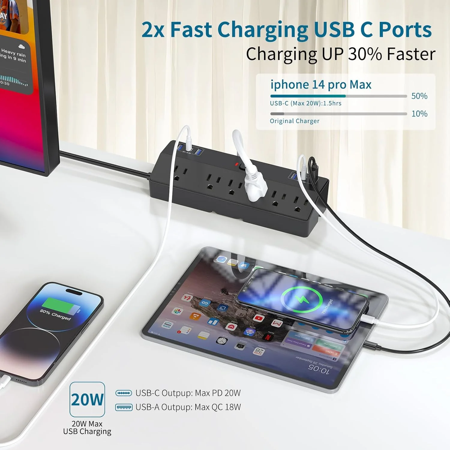 محافظ برق سریع 40 واتی با 2 پورت USB-C PD