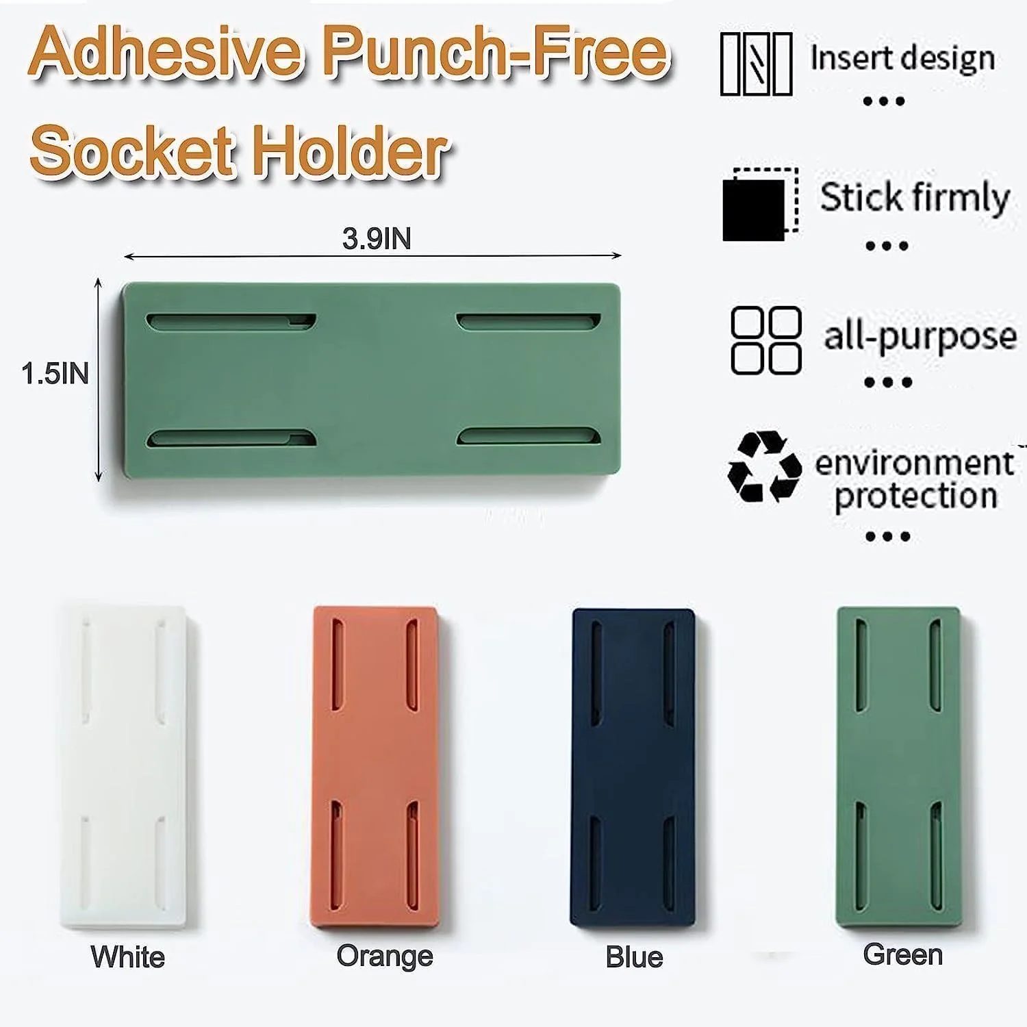 نگهدارنده چندراهی برق چسبی بدون نیاز به سوراخکاری، 8 عددی، مدیریت کابل پریز با گیره کابل (رنگ مدل RIV001)