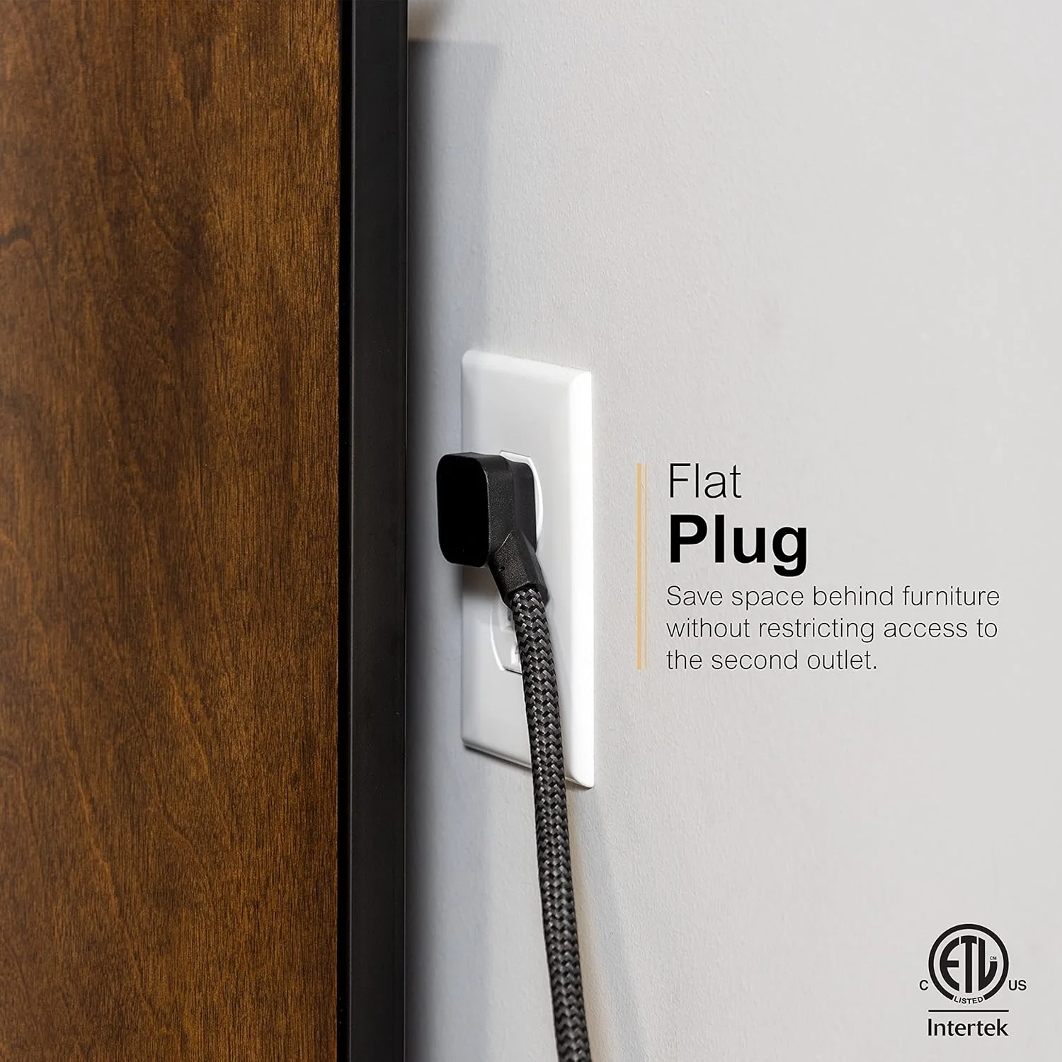 محافظ برق 12 پورت GE UltraPro Adapt، سیم удлинительный بافته شده 1.8 متری سنگین، چندراهی برق با دوشاخه تخت، 3540 ژول، مشکی، 74542