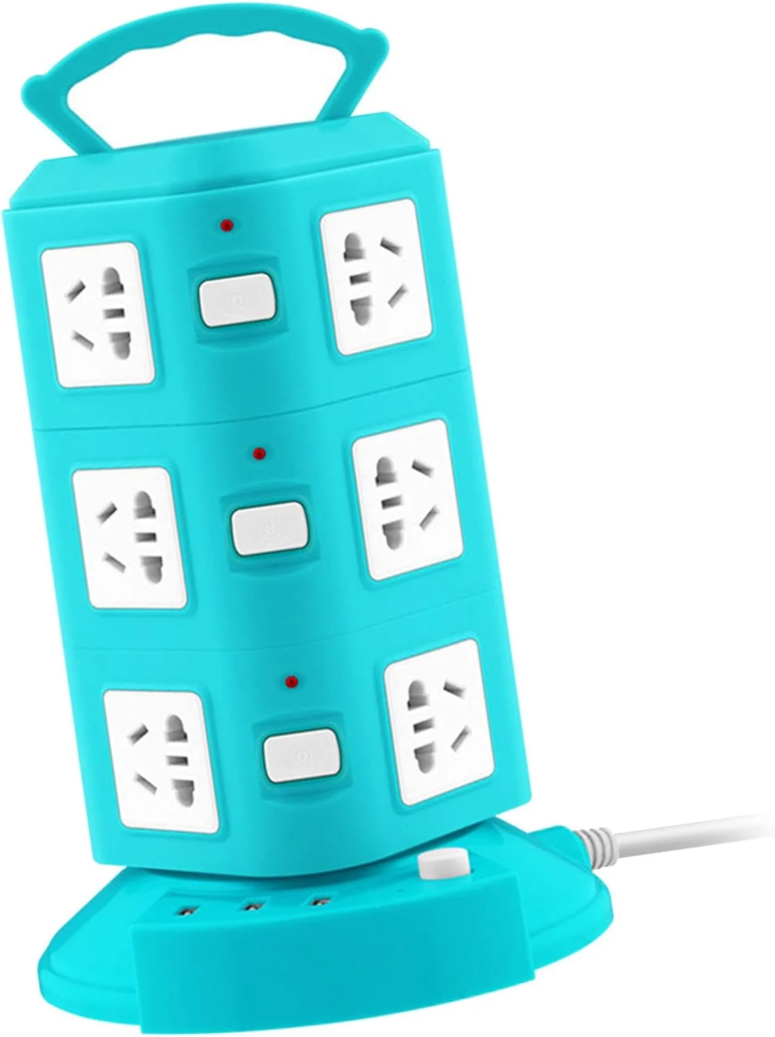 پریز برق عمومی، محافظ برق ABS صرفه جویی در فضا قابل حمل 220 ولت 10 آمپر با پورت USB برای دفتر (سبز طاووسی 3 لایه)