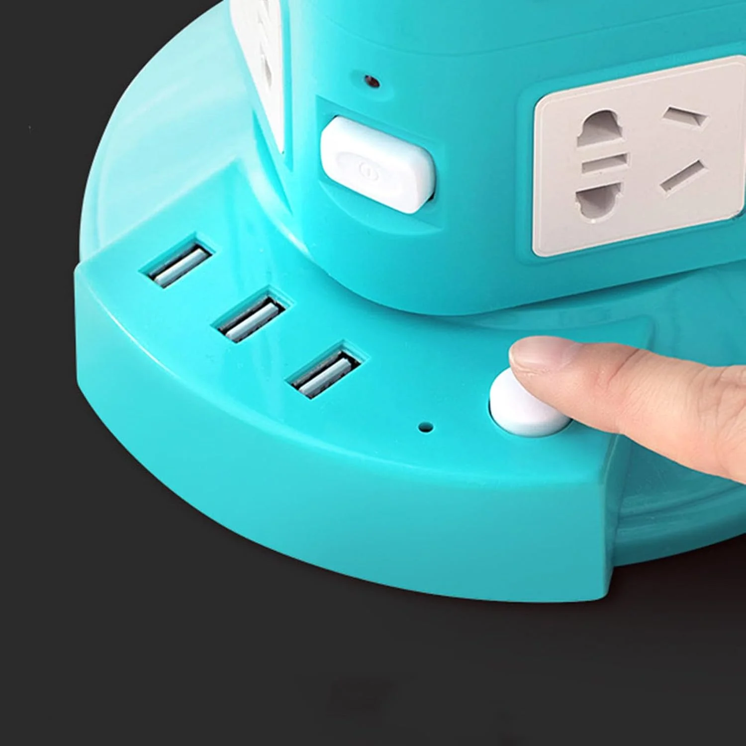 پریز برق عمومی، محافظ برق ABS صرفه جویی در فضا قابل حمل 220 ولت 10 آمپر با پورت USB برای دفتر (سبز طاووسی 3 لایه)