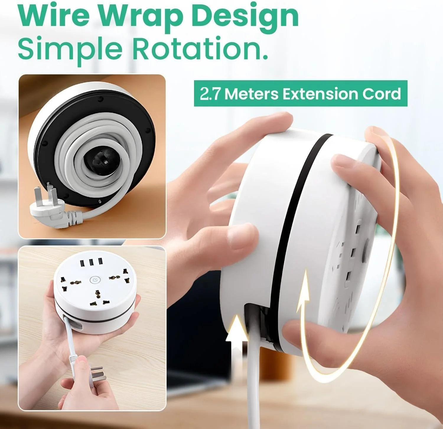 محافظ برق جمع شونده چند منظوره - 3 پریز برق جهانی، 3 پورت USB هوشمند، 2500 وات/10 آمپر، 110 ولت/220 ولت/240 ولت، سیم 2.7 متری - مناسب برای مسافرت، کار، اداره، خانه (سفید - 5.5x12 سانتی متر) محافظ برق جمع شونده چند منظوره - 3 پریز برق جهانی، 3 پورت USB هوشمند، 2500 وات/10 آمپر، 110 ولت/220 ولت/240 ولت، سیم 2.7 متری - مناسب برای مسافرت، کار، اداره، خانه (سفید - 5.5x12 سانتی متر)