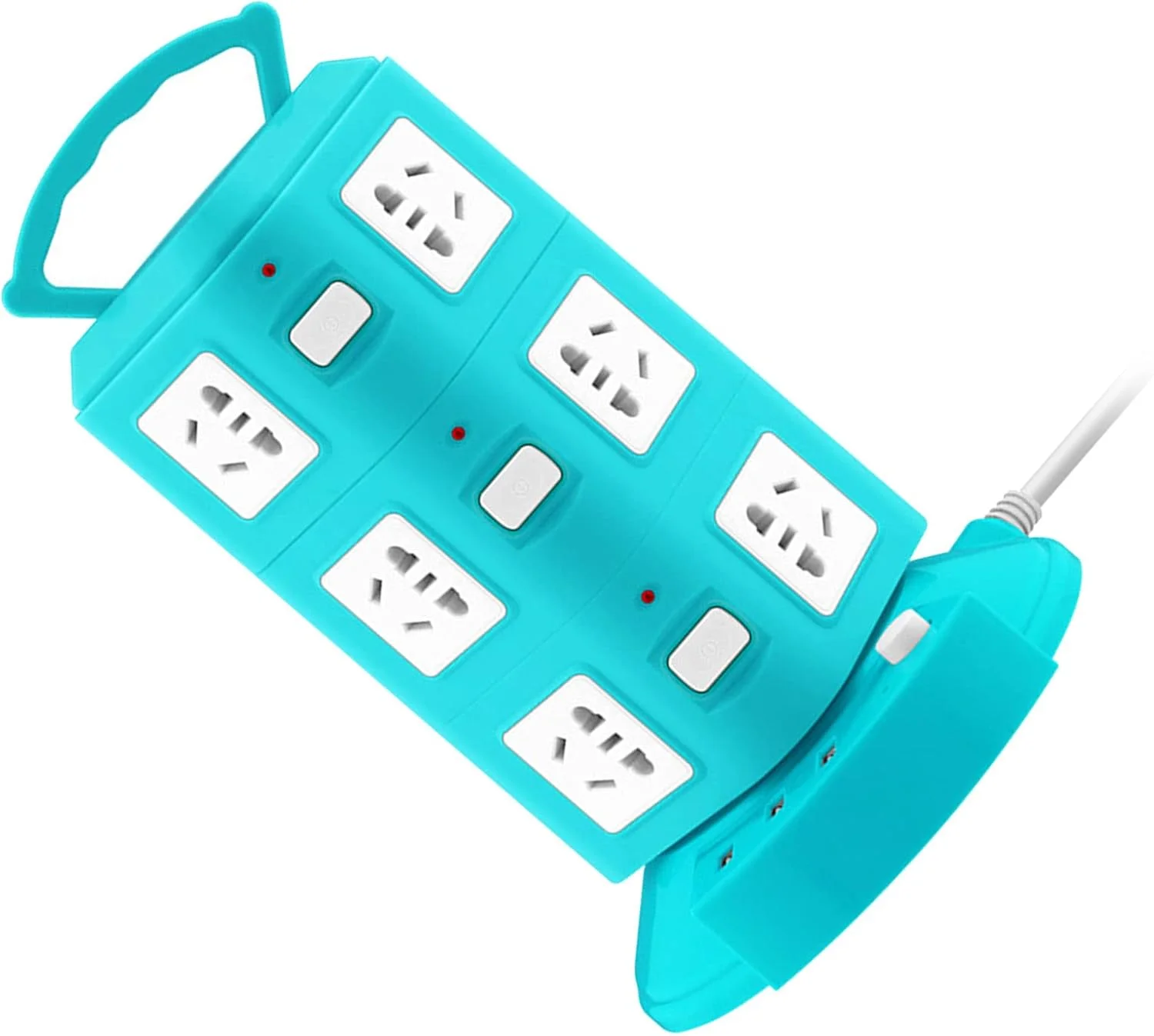 پریز برق عمومی، محافظ برق ABS صرفه جویی در فضا قابل حمل 220 ولت 10 آمپر با پورت USB برای دفتر (سبز طاووسی 3 لایه)