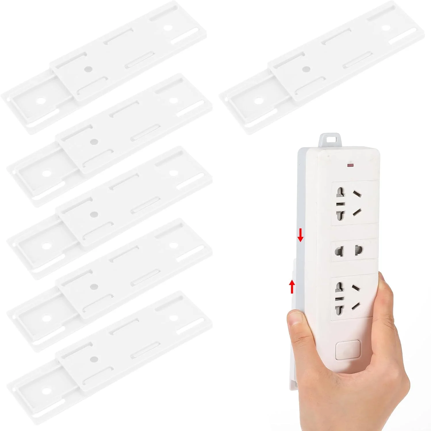 بسته 6 عددی نگهدارنده پریز Giantree، خود چسب، بدون نیاز به سوراخکاری، نگهدارنده چندراهی برق، پایه نصب دیواری برای آشپزخانه، خانه، دفتر، سازماندهی