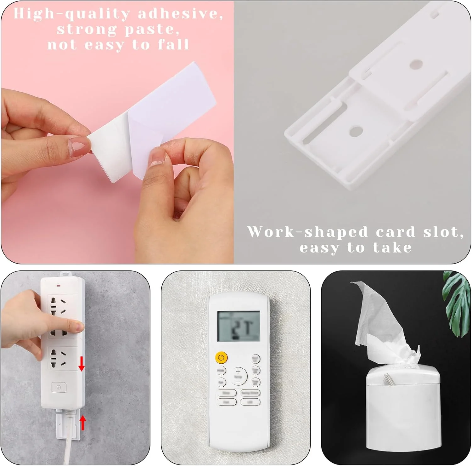 بسته 6 عددی نگهدارنده پریز Giantree، خود چسب، بدون نیاز به سوراخکاری، نگهدارنده چندراهی برق، پایه نصب دیواری برای آشپزخانه، خانه، دفتر، سازماندهی