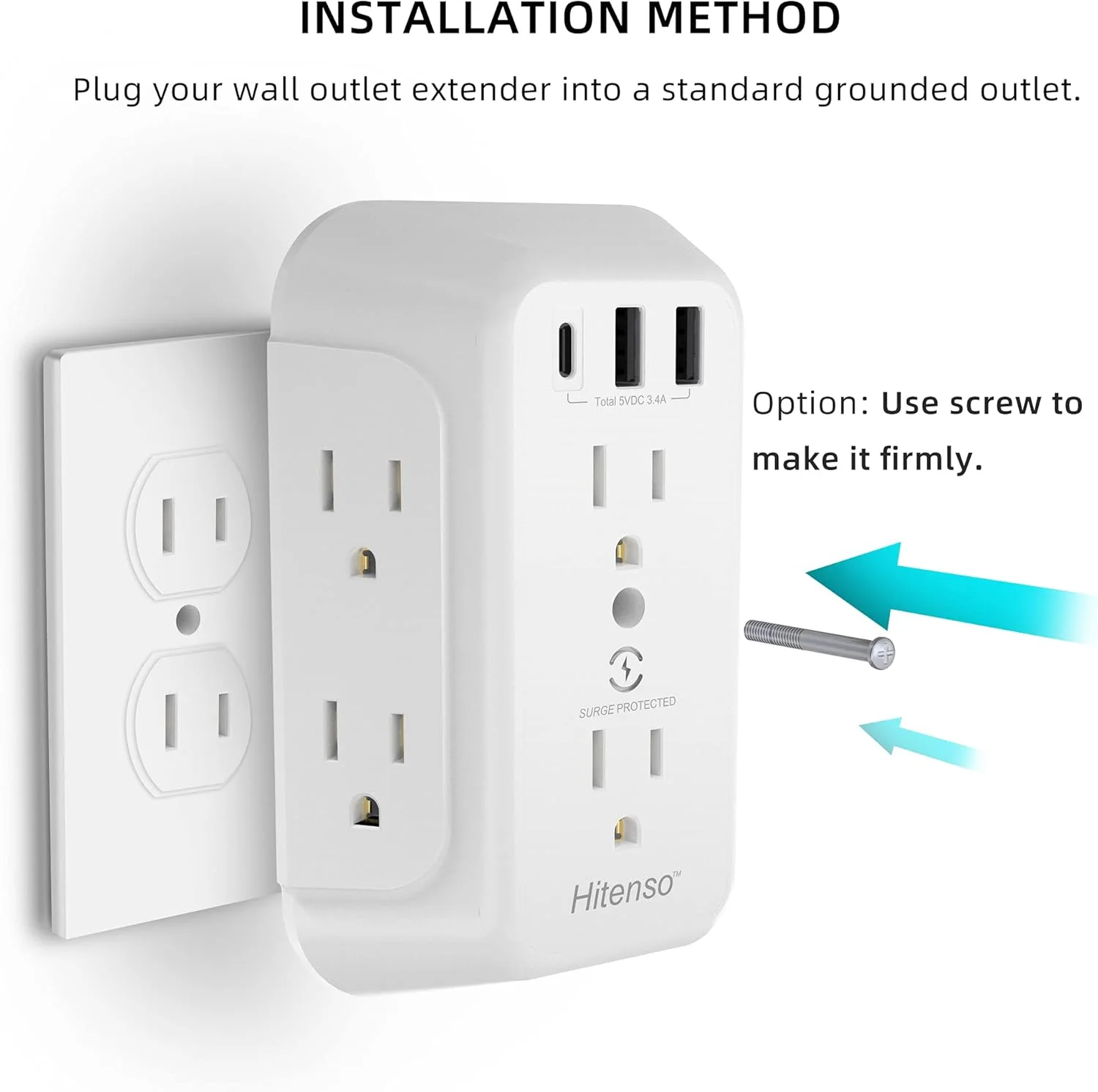 چند راهی برق دیواری با پورت USB و محافظ برق، 6 خروجی متعدد با 3 پورت شارژ USB، آداپتور دیواری 3 طرفه چند راهی برق دیواری با پورت USB و محافظ برق، 6 خروجی متعدد با 3 پورت شارژ USB، آداپتور دیواری 3 طرفه