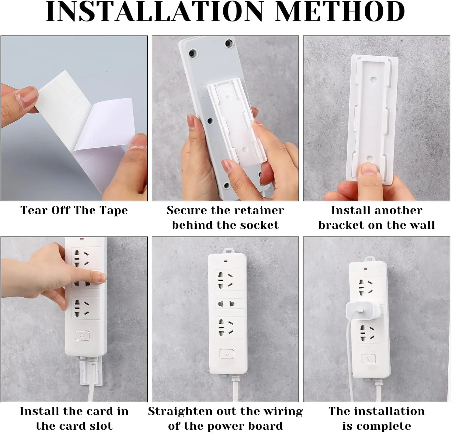 بسته 6 عددی نگهدارنده پریز Giantree، خود چسب، بدون نیاز به سوراخکاری، نگهدارنده چندراهی برق، پایه نصب دیواری برای آشپزخانه، خانه، دفتر، سازماندهی